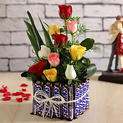 Snickers Bars & Mixed Roses