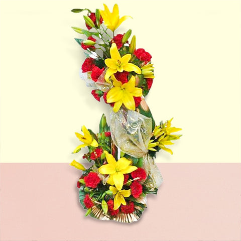 2 Tier Arrangement Of Lilies