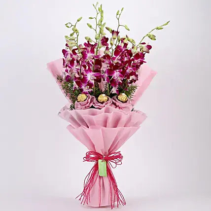Purple Orchids & Ferrero Rocher Bouquet