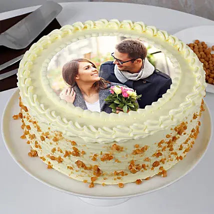 Round Butterscotch Photo Cake