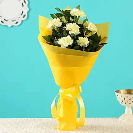 Sunny Side Up 6 Yellow Carnations Bunch