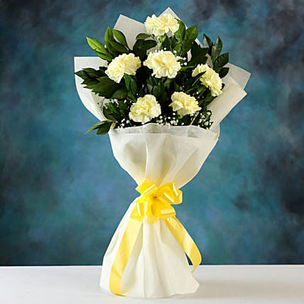 Magical Surprise 6 Yellow Carnations Bunch