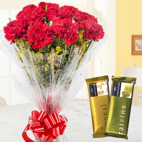 Sweets n Fresh - Red Carnations and Chocolate