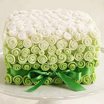 Green Bow & Roses Chocolate Cake