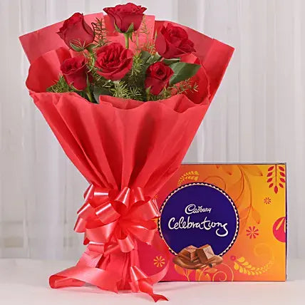 Red Roses & Cadbury Celebrations Combo
