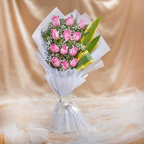 12 Pink Roses Impression For Love