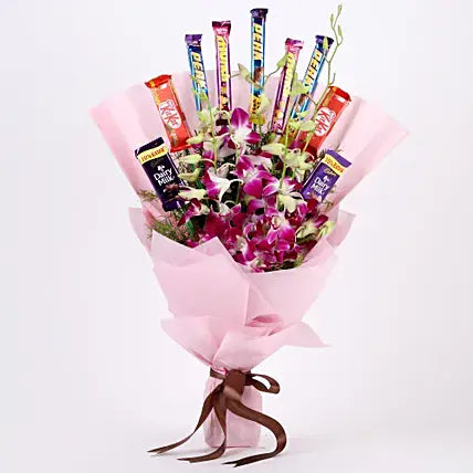 True Feelings- Purple Orchids & Chocolate Bouquet