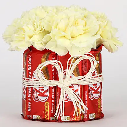 Kit Kat & Yellow Carnations Arrangement