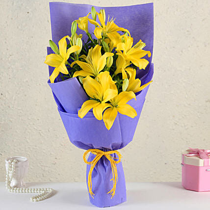 Charming Yellow Asiatic Lilies Bouquet