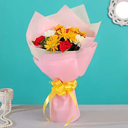 Yellow Gerberas & Mixed Carnations Bouquet