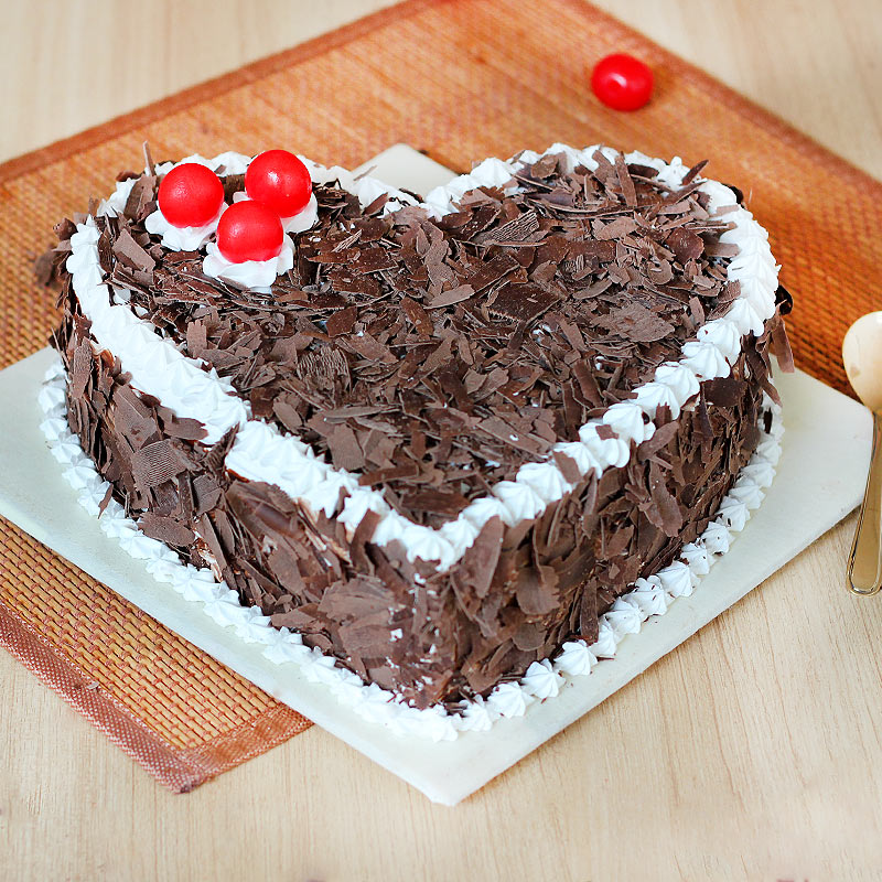 Heart Touching Shape Black Forest Cake