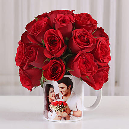 20 Red Roses in White Personalised Mug