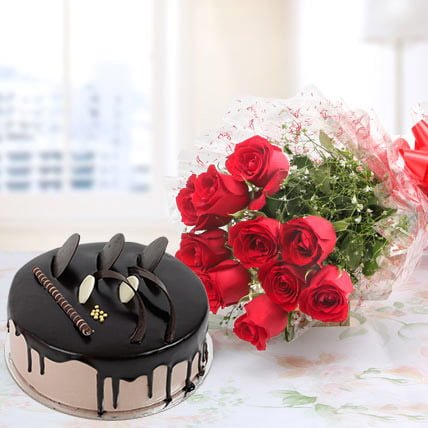 Red Rose with Cake 500gm