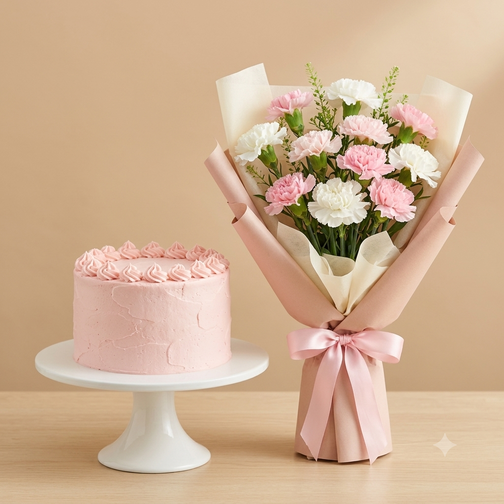 Sweet Pastel Carnation and Gerbera Floral Set
