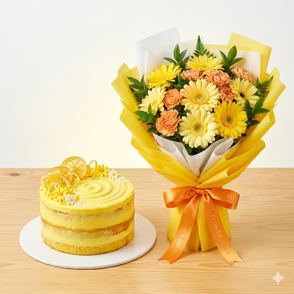 Royal Plum Rose Bouquet and Golden Foil Velvet Cake