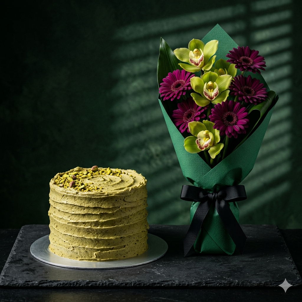 Orchid and Gerberas Birthday Flowers Bouquet