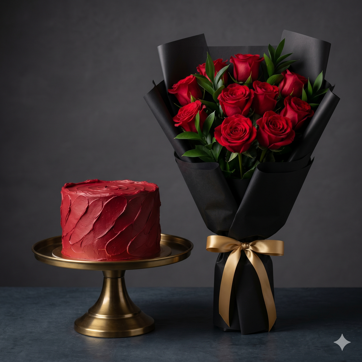 Romantic Red Roses & Red Cake Anniversary Combo