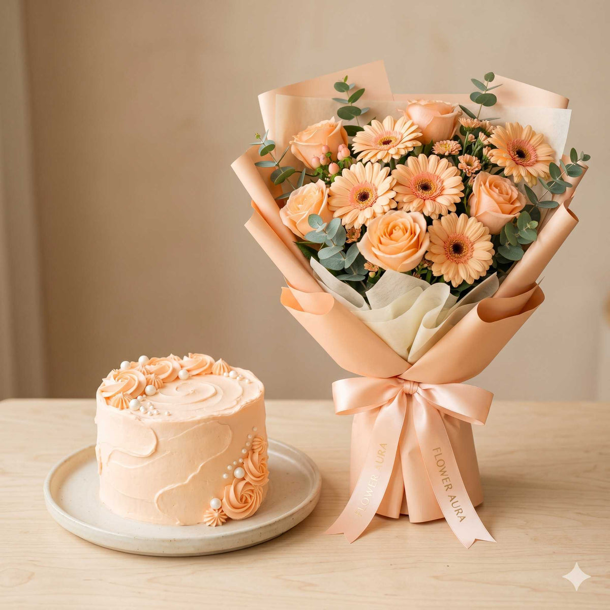 Peach Vanilla Butterscotch Pearl Cake
