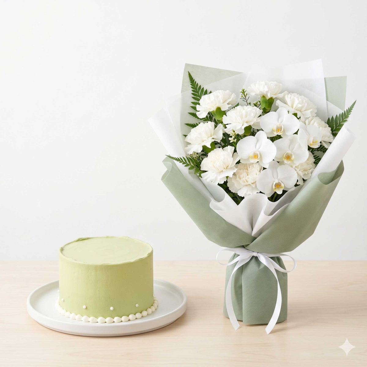Sage Green Pistachio Pearl Cake