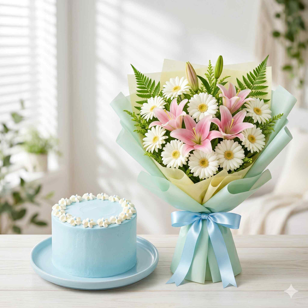 Blue Sky Vanilla Cake with Star Frosting