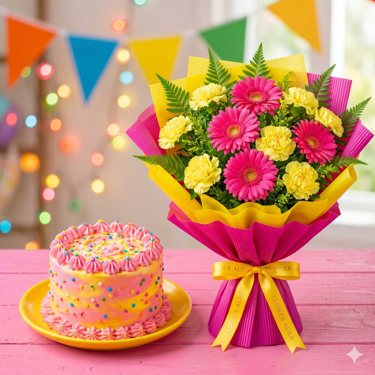 Rainbow Carnival Strawberry Vanilla Cake