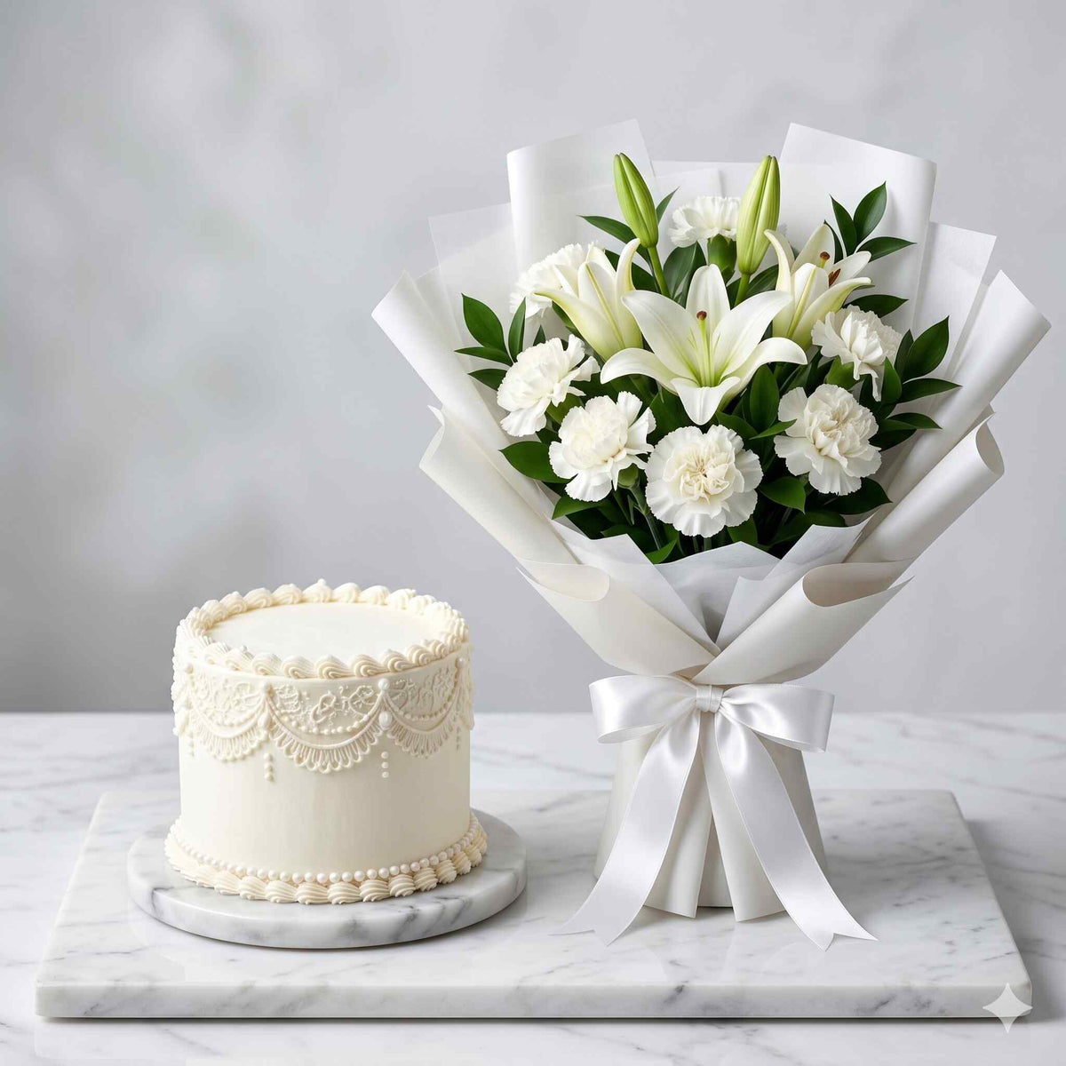 Vintage White Forest Lace Cake